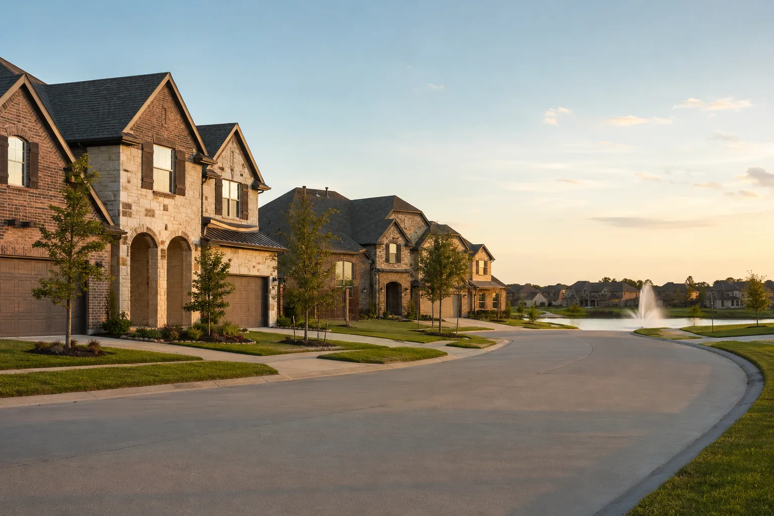 Master-planned community in Cypress with elegant family homes beside a neighborhood lake